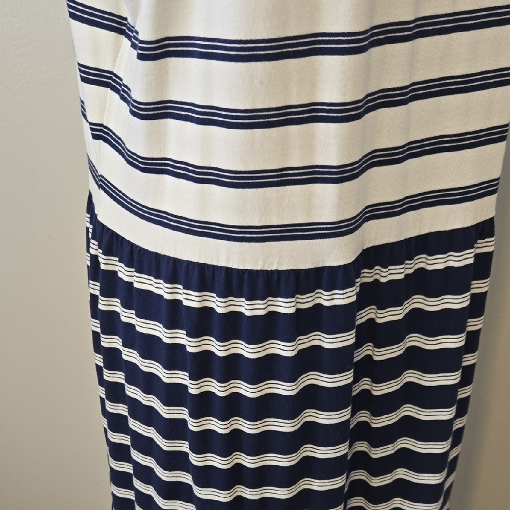 Lands' End Navy and White Striped Maxi Dress Nautical - Picture 5 of 6
